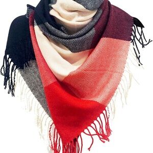 Stylish Orange, Cream and Blue Women's Blanket Wrap Scarf NEW